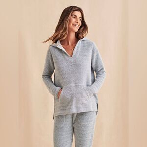 FAHERTY-Whitewater Baja Blue Hoodie V-Neck Pullover Oversized Beachy, Size Small